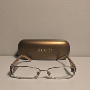 Gucci Gold Eyeglasses And Case
